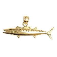 New 14K Yellow Gold Wahoo Fish Pendant