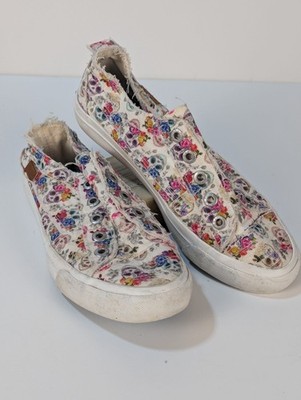 Blowfish Malibu Women's Slip-On Canvas Sneakers Skull Floral White free shipping