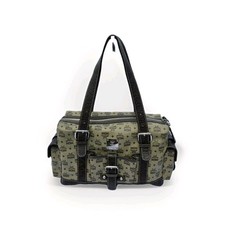  Rare MCM Brown And Sage Green Monogram Coated Canvas Messenger Satchel Bag