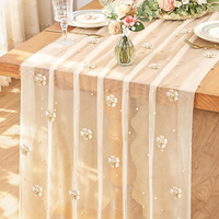 TüLl Perlen Weiß 75X300 Cm Blumen TischläUfers Tischdecke | Hochzeit Chiffon Ga