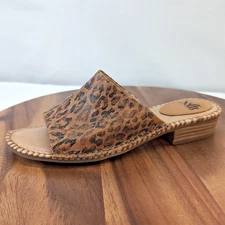 Sofft Nalanie Women’s 9.5M Leather Animal Print Whipstiched Slide Sandals 