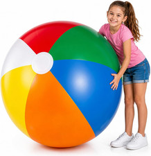 24-Inch Giant Beach Ball - Big Inflatable Beach Balls for Pool Toys, Blow