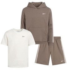 Boys' Active Shorts Set - 3 Piece Performance Mesh Hoodie Sweatshirt, Gym Sho...