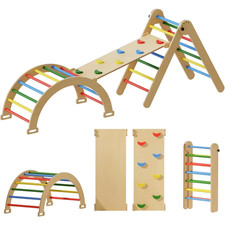 Pikler Triangle Set 5In1 Foldable Montessori Climbing Toys Wooden Baby Climber w