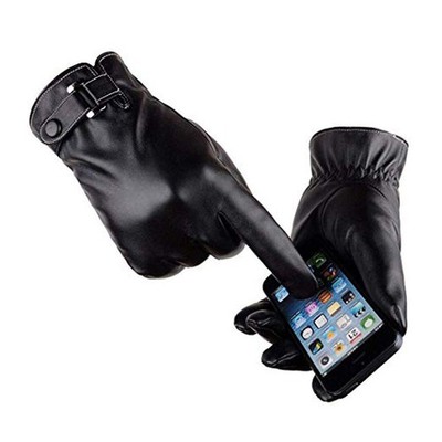 VICSPORT Men's Touchscreen Texting Leather Gloves Winter Warm Black Soft Glov...