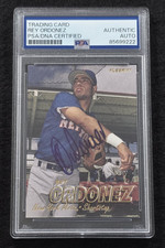 1997 REY ORDONEZ Signed Fleer Baseball Card-NEW YORK METS-PSA