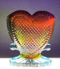 Boyd's Crystal Art Glass HEART TOOTHPICK HOLDER #8 RUBINA 6-20-79 Glow NOS — photo 2
