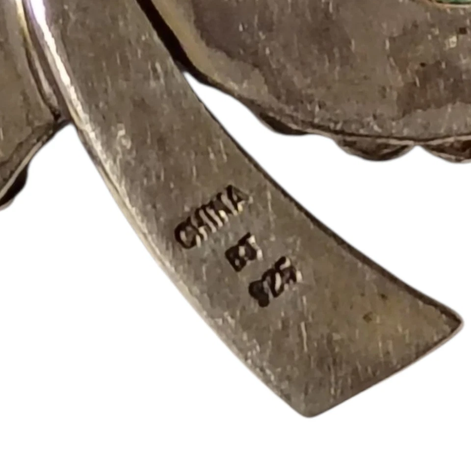 Colgante prendedor trébol de 5 hojas de plata esterlina turquesa y ámbar Hubei Foto 4 de 4