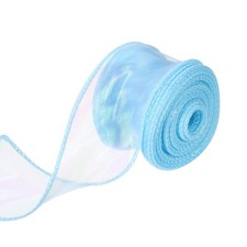 1 1/2" Wide Sheer Wired Organza Ribbon Chiffon Ribbons 10 Yard Sky Blue