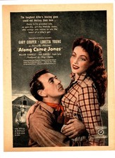 ALONG CAME JONES 1945 Gary Cooper, Loreta Young color magazine ad