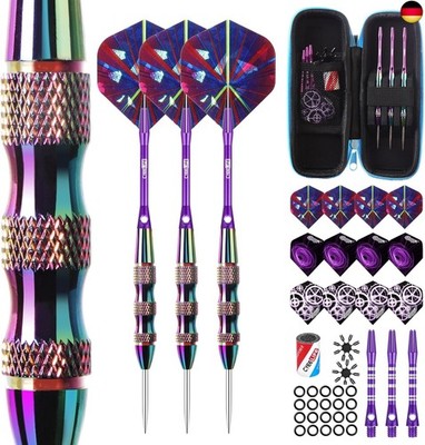CyeeLife Dartpfeile mit Metallspitze 22 Gramm,3 Stück Profi Steeldarts,6 
