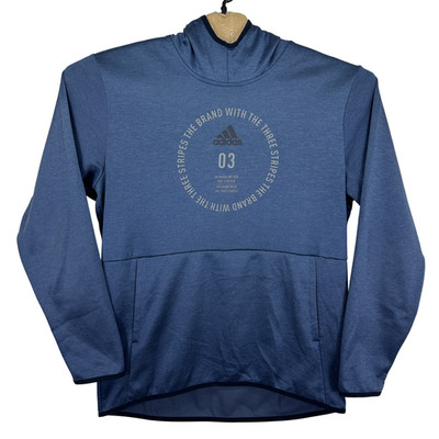 Adidas Hoodie Herren Large Blau Sweatshirt Pullover Team Issue Badge Of Sport