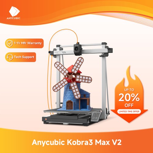 NEW ANYCUBIC Kobra 3 Max V2 3D Printer 600mm/s 420x420x500mm NOT ACE 2 Pro