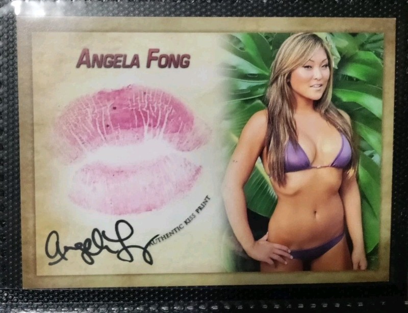 Angela Fong signed auto wrestling kiss card