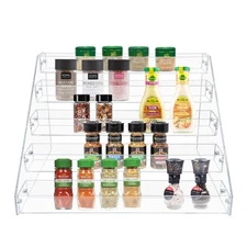 Tiered Spice Rack, Seasoning Organizer, Clear Acrylic Vertical Shelves Can Or...