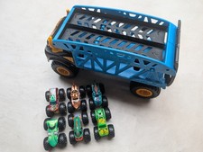 Monster Jam Hot Wheels Monster Mover Transporter Blue 6 x 1:64 Trucks Joblot