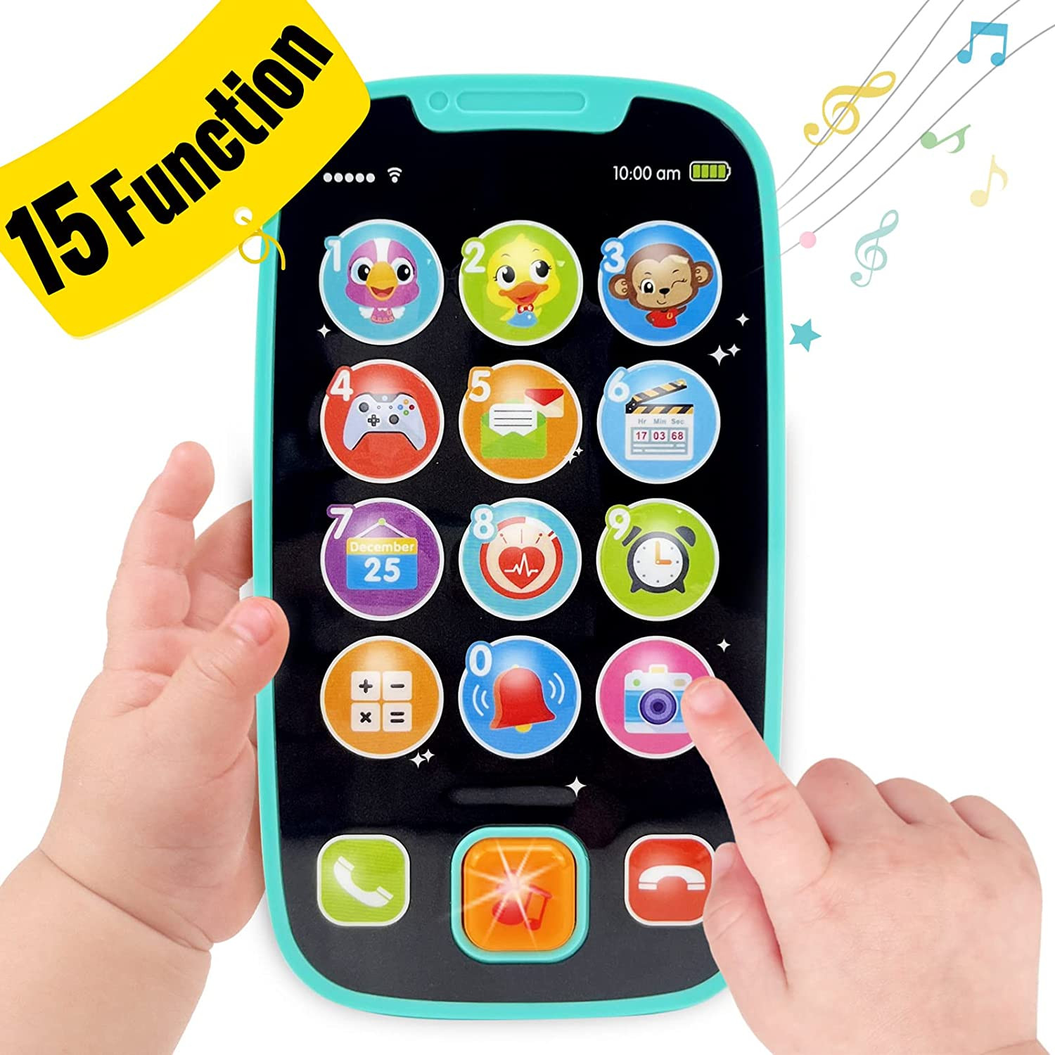 For 1 Year Old Boy, 15 Functions Phone Baby Toys 6-12 Months, Baby Cell Pho