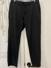 Haggar Men  s All Day Comfort Slim Straight Black Dress Pants 34 Flat Front