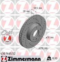 2X Bremsscheibe Sport Z Zimmermann 430.1465.52 FüR Opel Omega Senator V94 V88