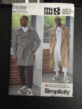 9389 Men's Trench Coat in Two Lengths Sizes44-52 New Uncut Simplicity Pattern