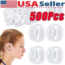 500 X Clear Disposable Ear Protectors Waterproof Ear Covers for Hair Dye Bathing