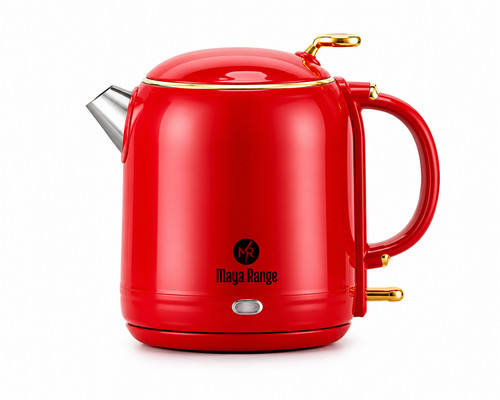 Maya Range 1L Electric Kettle Red Stainless Steel Cordless Fast Boil 360°