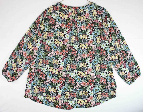 Philosophy Womens Top Blouse 1X Pullover Long Sleeve Tunic Shirt V Neck Floral - Picture 2 of 5