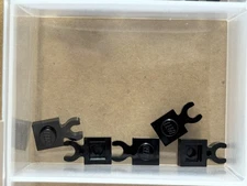 LEGO Parts - Black Plate 1 x 1 with Open O Clip Thick - No 4085d - QTY 5