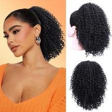 Ponytail Extension - 10 Inch Afro Kinky Curly Drawstring Ponytail for Black