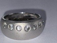 925 Silber Band Ring,6.6g, RG 57, klarer Steinbesatz(Zirkonia)