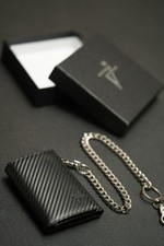 RFID Safe Genuine Leather Wallet Trifold Chain Wallet for Men Biker Snaps Purse