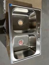 33x22 Drop In Double Bowl 18 Gauge Stainless Steel Kitchen Sink with Strainer