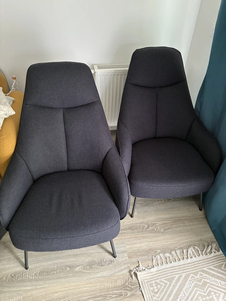 2 fauteuils de salon en tissu bleu - Photo 1/1