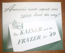 Original Dealership Sales Brochure AMERICA'S MOST COPIED CARS 1949 Kaiser Frazer