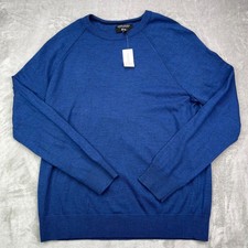 Banana Republic Sweater Men XLT Tall Blue Crew Neck Italian Merino Wool Baruffa
