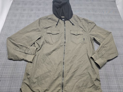 Men's Vans Full Zip Canvas Hooded Jacket Size Large Brand New In Olive Green/...