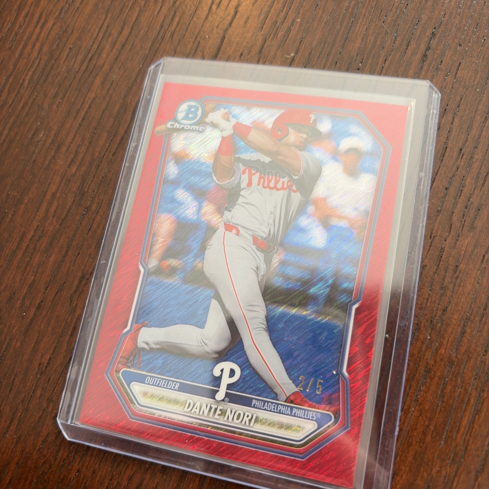 2026 Topps Bowman Chrome 2/5 2026#BCP-233 Red Refractor COLOR MATCH /5 Phillies view 3