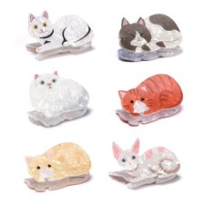 6 PCS Cute Cat Hair Clips Small Acetate Claw Clips For Women Girls