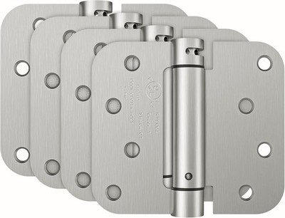 HOSOM 4 Pack 4'' Self Closing Spring Door Hinges 5/8'' Radius Brushed Nickel US