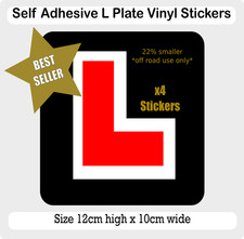 4x 22% SMALLER Self Adhesive L Plate Vinyl Stickers Motorbike Motorcycle L Plate