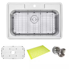 Topmount Drop in Stainless Steel 33 In. X 22 In. X 9 In. Deep 1 Faucet Hole Sing