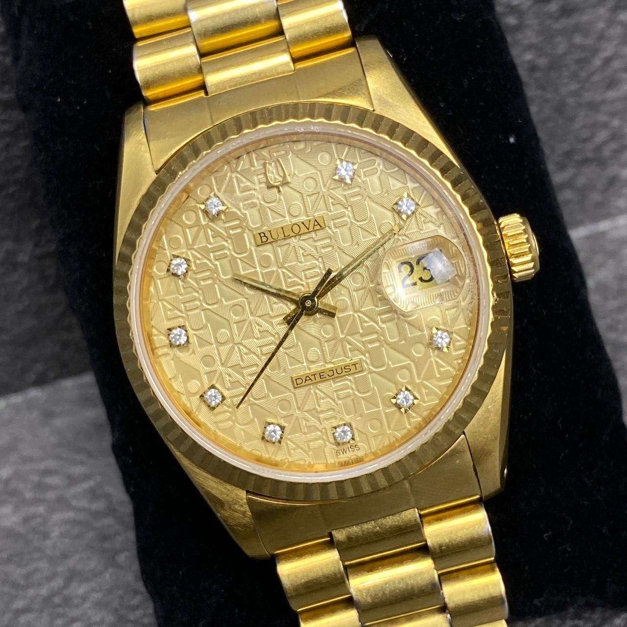 Rare BULOVA Automatic Computer Dial Date Diamond … - image 2