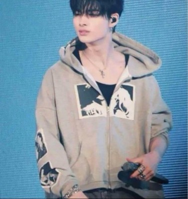 【bastard】PUNK PRINT APPLIQUE HOODIE ニキ着用 ENHYPEN Niki Wear bastard PUNK PRINT APPLIQUE HOODIE Zip Up L Size