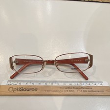 Fendi F653 Brown/ Orange 749 Metal Plastic Rectangular Full Rim Eyeglasses