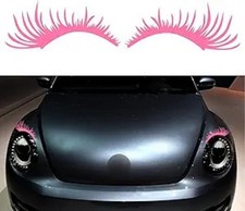 2Pcs Car Headlight Eyelashes Vinyl Stickers Waterproof Personality Color: Pink
