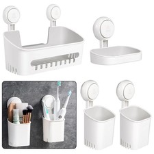 Vacuum Shower Caddy Suction Cup No-Drilling Removable Bathroom Wall Shelf Basket