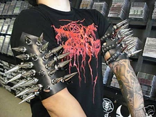 LEATHER GIANT SPIKED ARMBAND.BLACK METAL...(MDLA0069).....BAPTISM