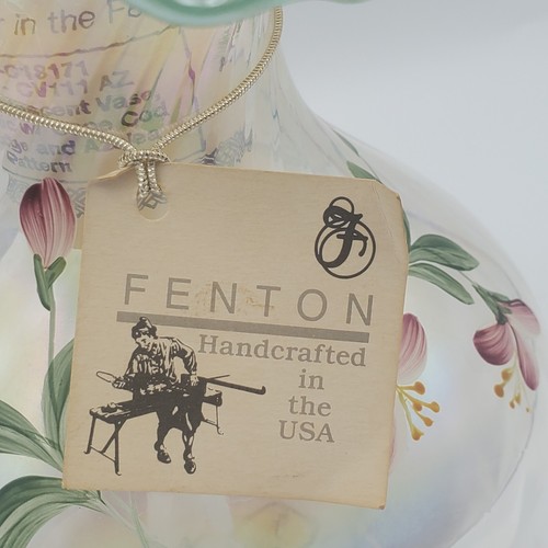 Jarrón óptico espiral opalescente francés de la colección del Museo Fenton. Firmado. Certificado de autenticidad y etiqueta - Imagen 17 de 21