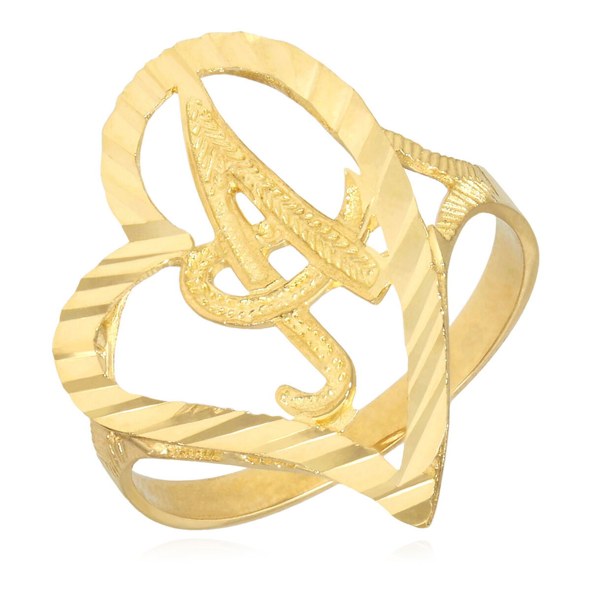 10K Yellow Gold Heart Initial Letter Ring 22mm | eBay 10K Yellow Gold Heart Initial Letter Ring 22mm | eBay