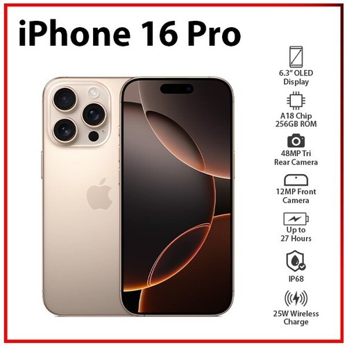Apple iPhone 16 Pro 8GB+256GB DESERT TITANIUM Dual SIM Unlocked iOS Mobile Phone - 第 1/8 張圖片